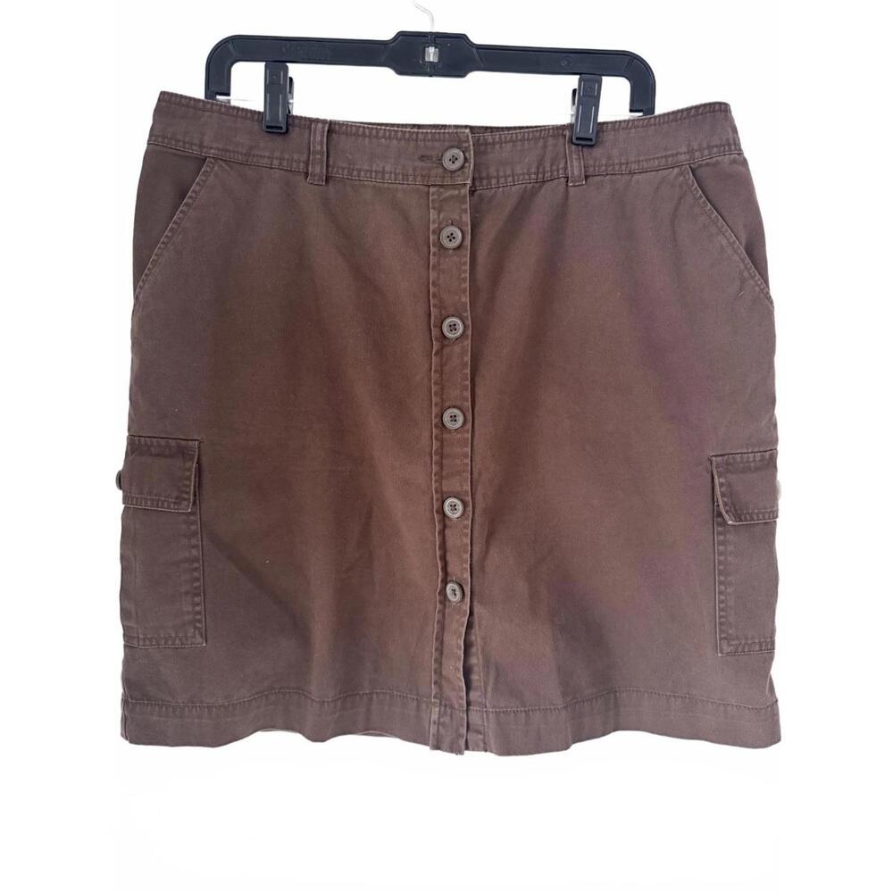 Vintage 90s Caribbean Joe Cargo Button Down Skirt Brown Women’s Size 14